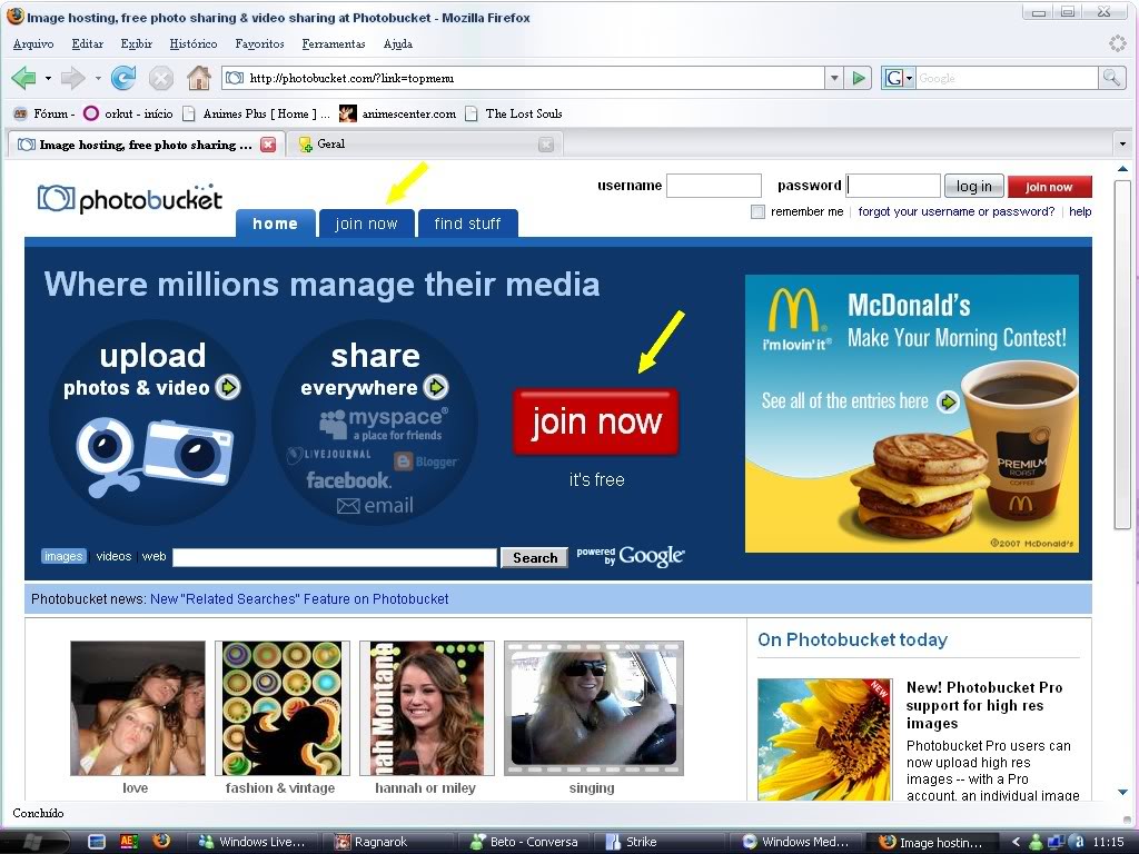 Guia de como Hospedar imagens Photobucket (: Passo1