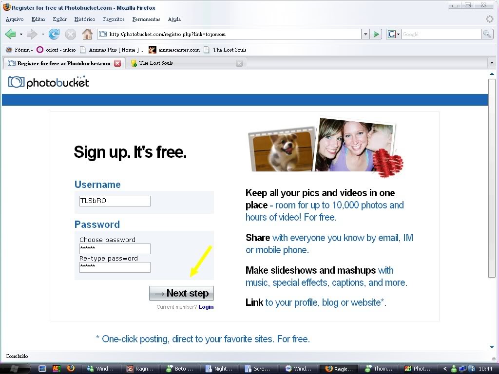 Guia de como Hospedar imagens Photobucket (: Passo2
