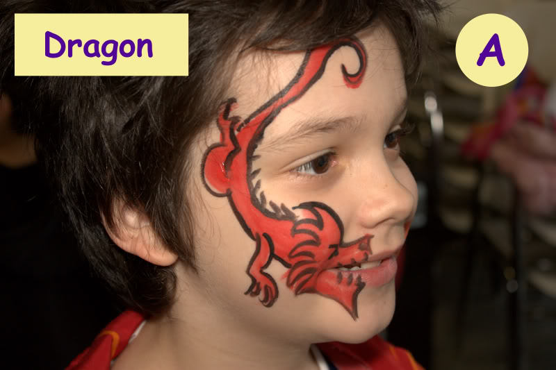 I need some fast, easy cheek art designs Dragon