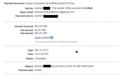 Paid Again By DealBarbiePays - Proof!!! DBPFeb2010