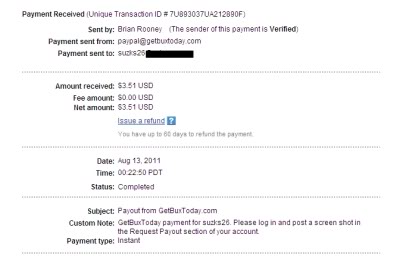 Paid Again By GetBuxToday - Proof!!! GBT002