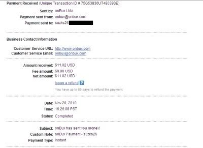 Another Instant Payment From OnBux - Proof!!! OnBux06
