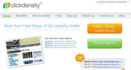 Các dịch vụ thống kê website Clickdensity