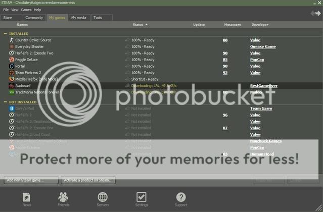 The Steam Thread (HL2/TF2/Portal/Audiosurf/Trackmania/etc) Steam