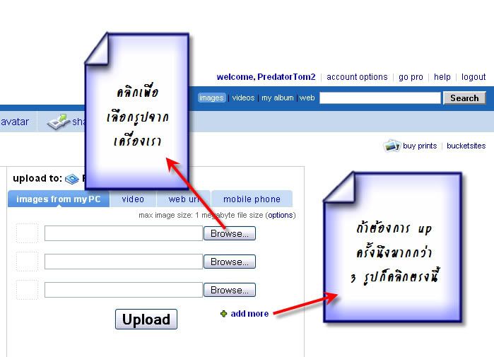 วิธีโพสรูปลงเว็บบอร์ดด้วย Photobucket P2