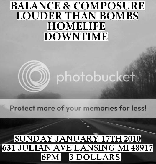 BALANCE & COMPOSURE, LOUDER THAN BOMBS, HOMELIFE, DOWNTIME JAN 17TH BCFLYER