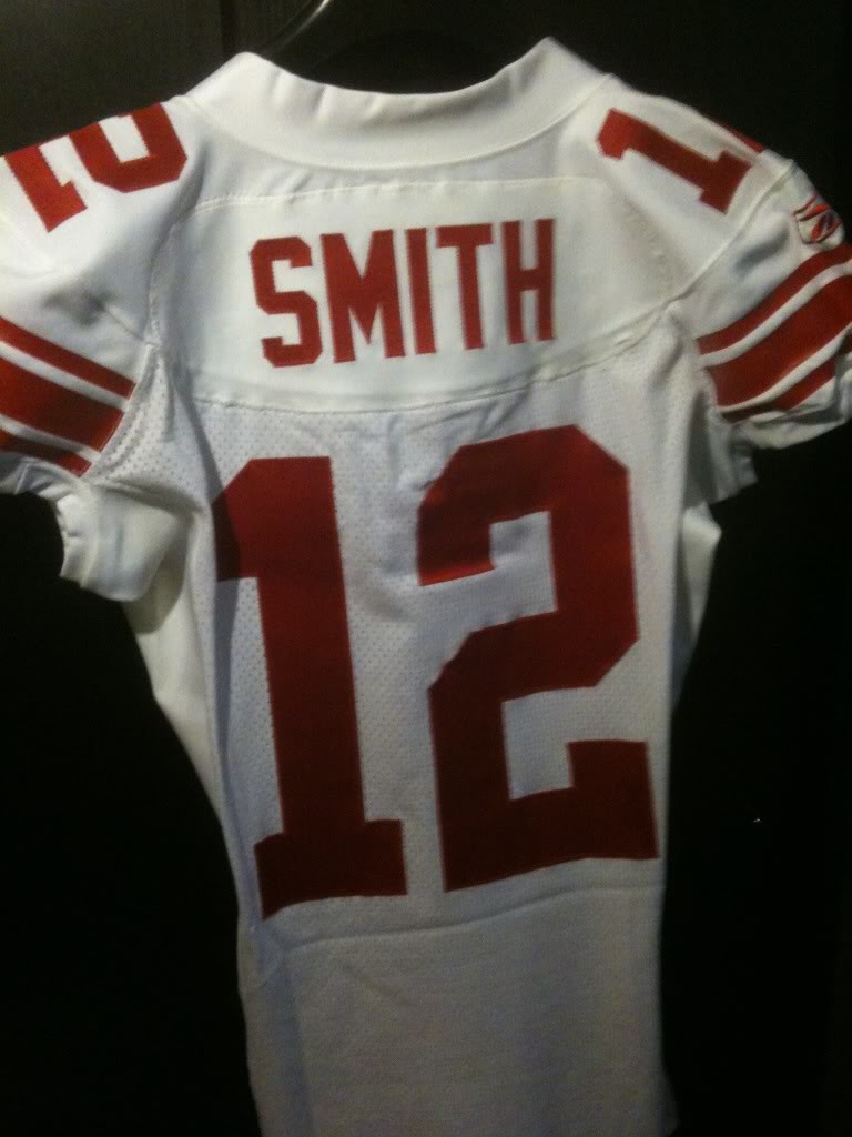 Giants SBXLII Steve Smith Game Issued Jersey Nflstuff028