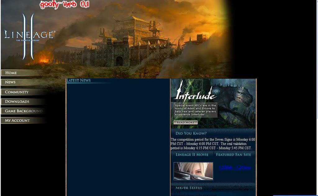 Cum sa faci site pt server de Lineage II cu GooFY Web 0.1 01