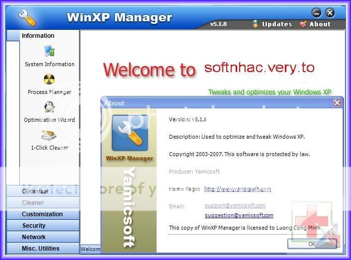 TĂNG TỐC CỰC ĐẠI VỚI_WinXP Manager 5.1.8 WinXPManager_1