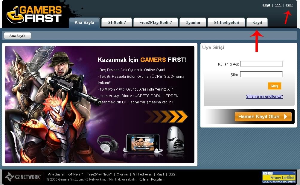 War Rock GamersFirst Hesap Yaratimi ve Mevcut Hesaplarin Baglanmasi FirstPage