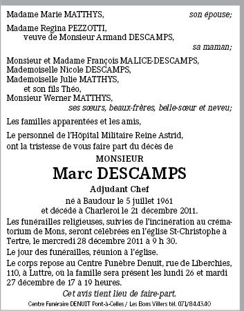 Décès de Marc Descamps, infirmier SIAMU à l'Hopital Militaire de Bruxelles 113159_proof