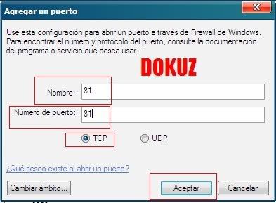 Como abrir puertos. Firewall Windows XP Puerto2