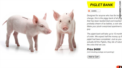 Piggy bank made of actual piglet sparks death threats C1main.piglet.bank