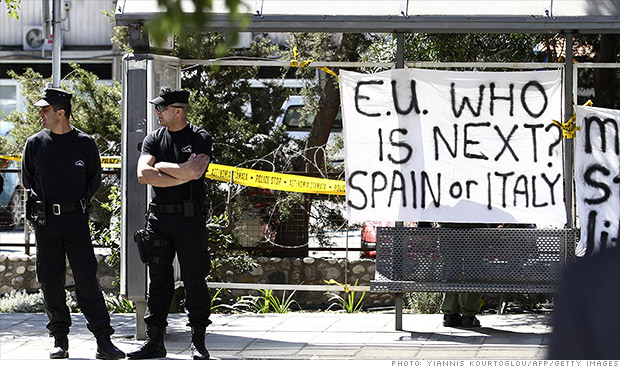 Eurozone official says banks in Spain, Italy, and Europe could be raided to save Euro 130318115052-cyprus-protests-police-620xa