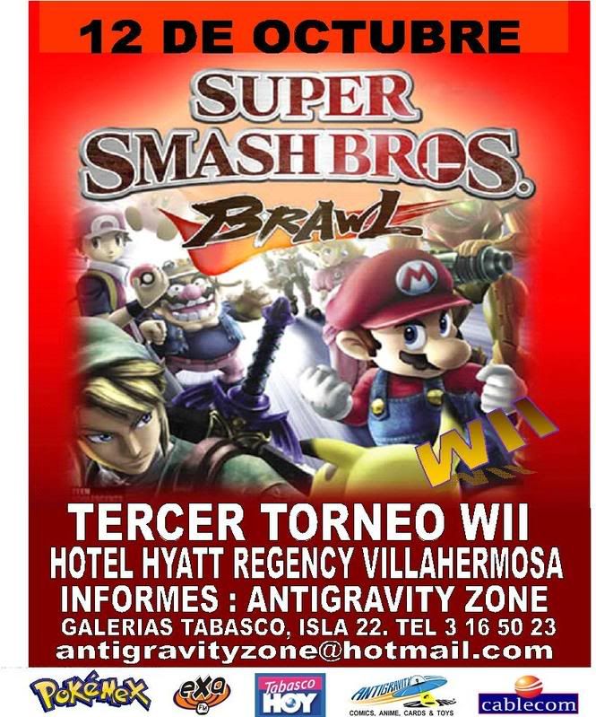 Torneo Pokemon T.C.G. y Smash Bros Brawl Cartelsmash12deoctubre