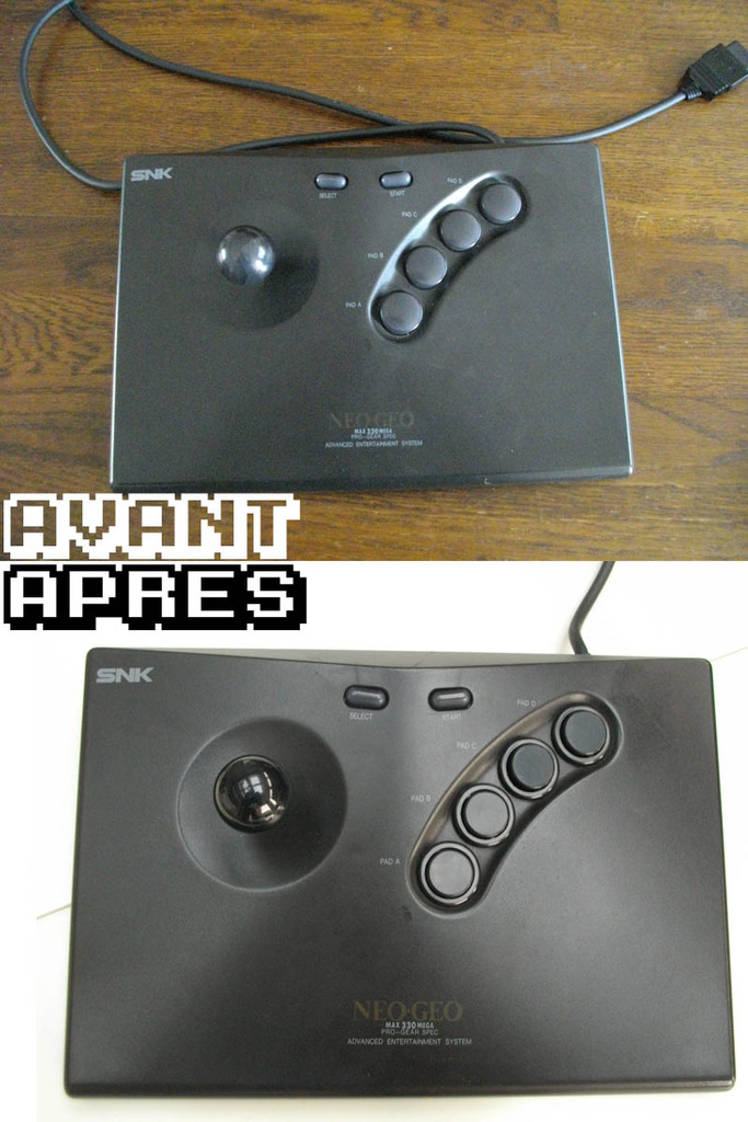 Mod des boutons d'un stick Neo Geo en Sanwa AES-Seimitsu-AvAp