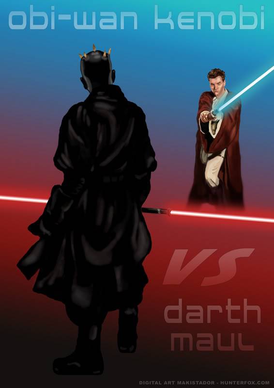 Makistador digital art Darth maul vs Obiwan Maulobi