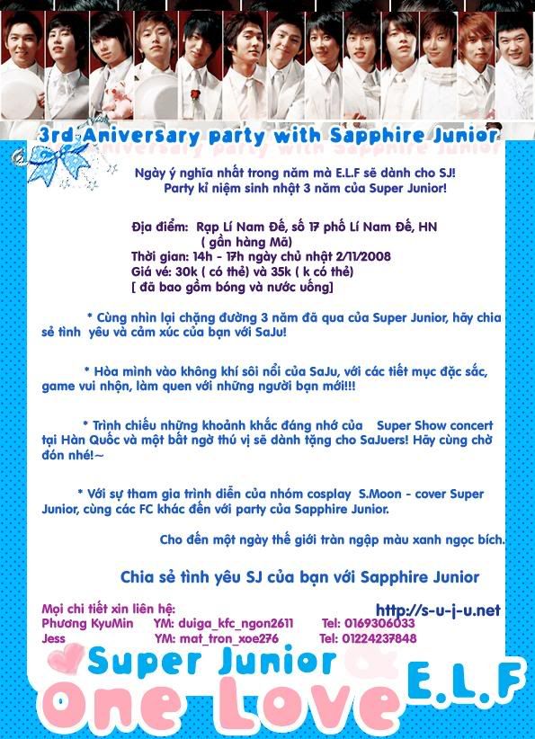 Thời gian+địa điểm: SJ Debut  3rd year anniversary Party 3rdSjParty