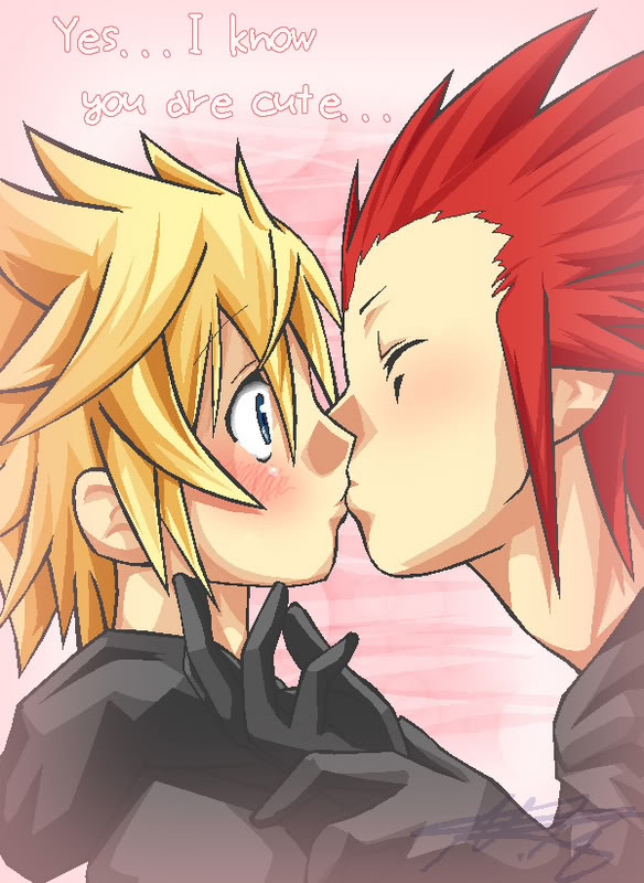 AxelxRoxas (Kingdom Hearts II) AkuRoku_Kiss1