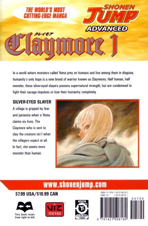 Claymore Volume 1 - Translation Claymorev01Back