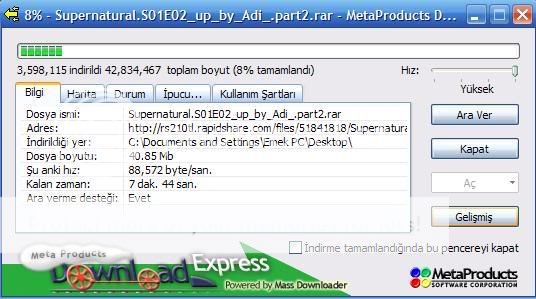 Rapidshare'den Hzl Dosya ndirmek - Meta Products Download Express Indirme2