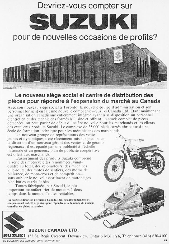 Vieille publicitées de motoneiges Suzuki