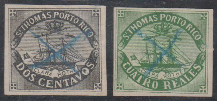 Ventas en ebay junio 2011 PUERTORICO1869STTHOMASLOCALCLARAROTHETWOIMPERF49