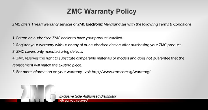 ZMC -THINKWARE/PARROT/EASYCAR/SPY/DOD Warranty