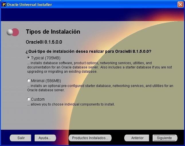 Instalacin de Oracle 8i para Windows XP E