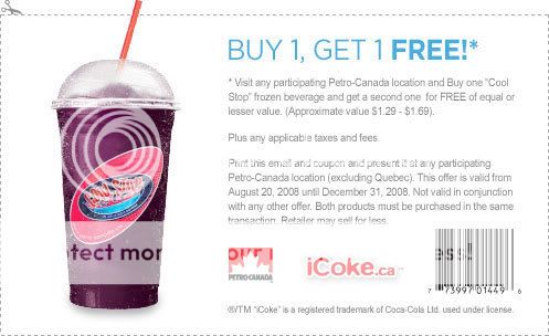 Printable BOGO Slushie @ Petro Canada EXP Dec 31/08 Coupon