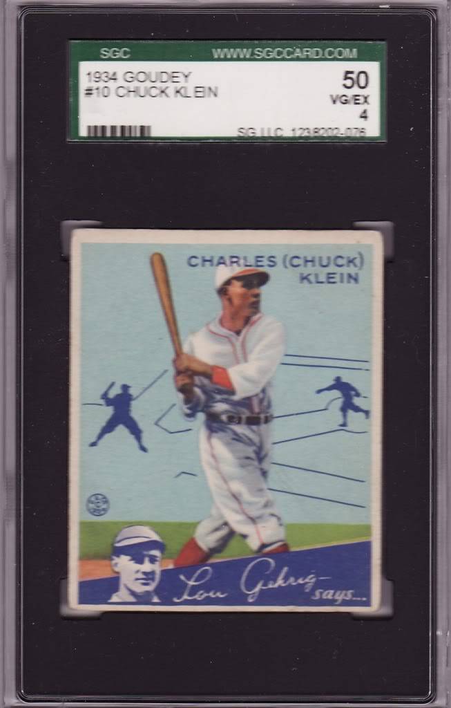 Chuck Klein 1934 Goudey #10 graded SGC 50 VG-EX 4 ***SOLD*** ChuckKlein1934Goudey10SGC50