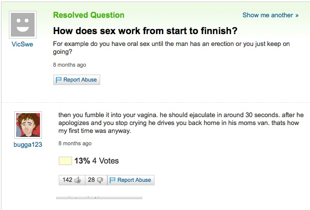 Hilarious Questions And Answers At Yahoo Answers Yahooanswers_sexwork