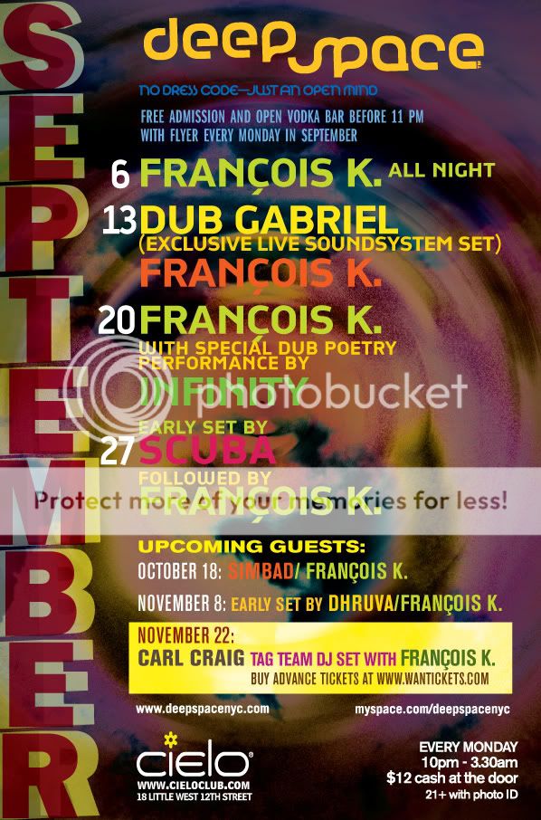 DEEP SPACE ft. Francois K. + Special Guests Sept. 2010 Line-Up Dsseptback-1