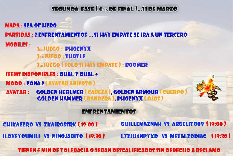 [Torneo] Enfrentamientos Viernes 11 de Marzo Enfrentamientos4tos