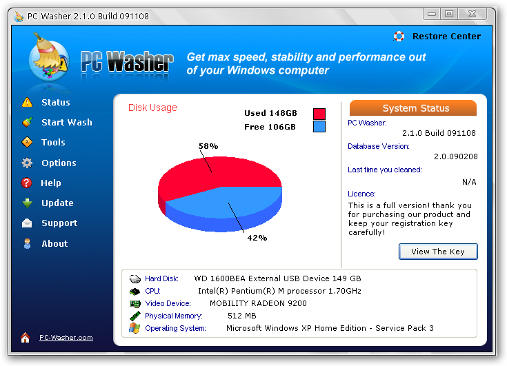       PC Washer v2.2.5 build     PCWasher