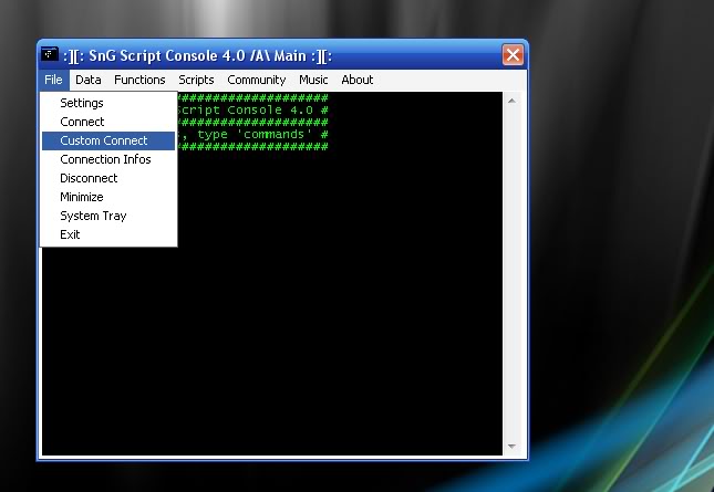 SnG Scrip Console Customconnect