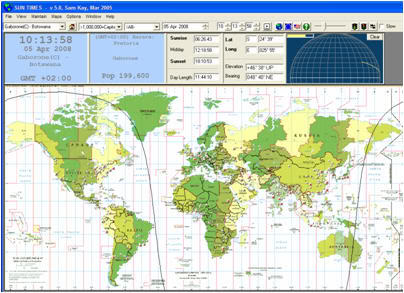 Quan sát thời gian trái đất với phần mềm Sun Times Suntimes9