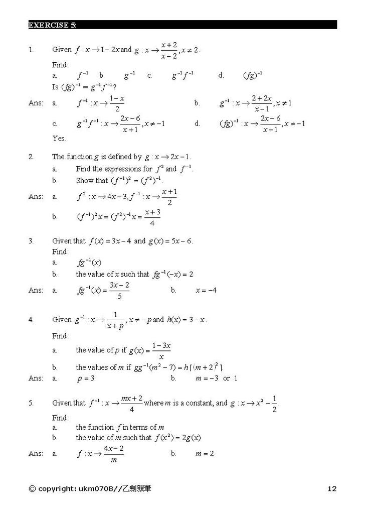 Add Math - form 4 chapter 1-2 notes Functions12