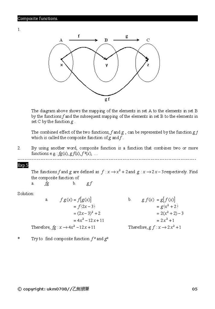 Add Math - form 4 chapter 1-2 notes Functions5-1