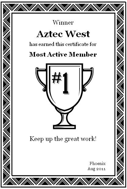 AUGUST 2011 "MOST ACTIVE MEMBERS" AWARD Activememberaward