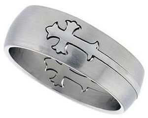 Anéis Surgical20Steel20Domed20Gothic20Cross20Ring