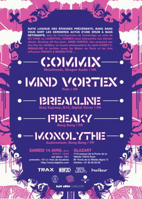 14/04/12 : BANG BANG : Commix/Mind Vortex @Glazart BANGBANG14AVRILversoweb