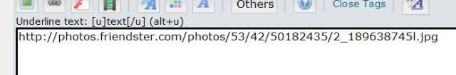 How to post pictures already uploaded in Friendster Pastedurl