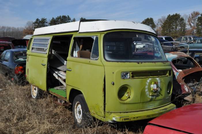 VW camper in a junk yard. 3-5-12500