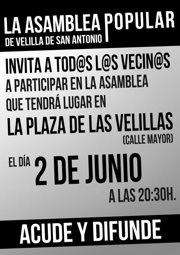 Próxima Asamblea. Jueves 2 Junio. 20.30 H. Comisión Difusión. CARTEL2DEJUNIO-1