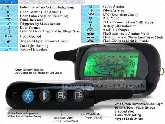 CARVOX LCD REMOTE START 2 WAY ALARM w TURBO TIMER MODE  Carvox3