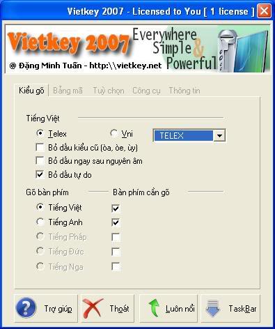 Khám phá mới về VietKey 2007 và Yahoo 9.00.1389 mới nhất V1