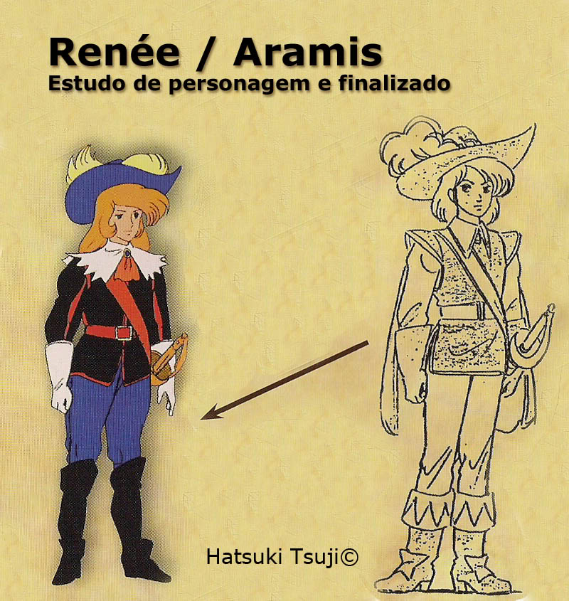 As personagens estudos gráficos de HATSUKI TSUJI Aramis