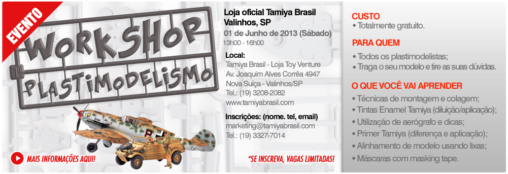 1º Workshop Plastimodelimos Toy Venture/Tamiya Brasil Banner_workshop