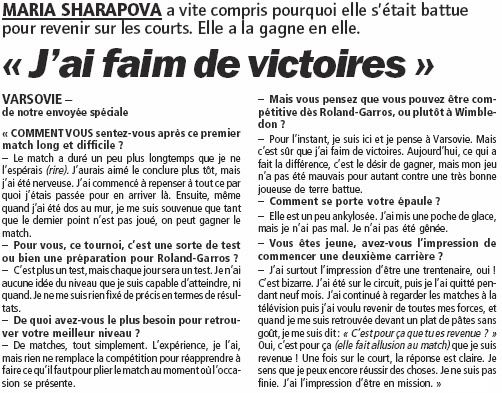 Maria : Articles L'équipe 2009 54-1